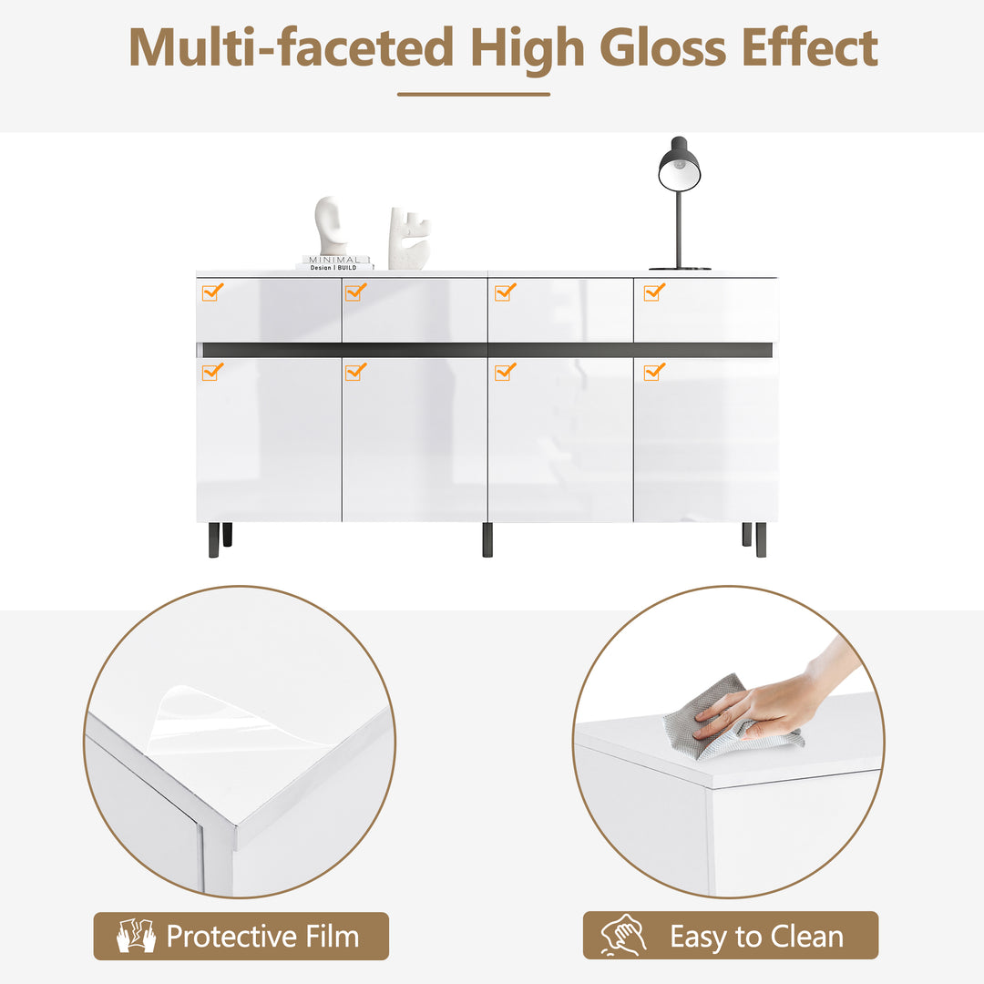 Modern high gloss white sideboard buffet 4 doors 160*40cm SPICEROUT