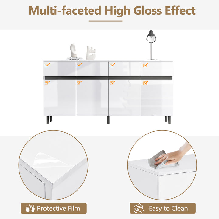 Modern high gloss white sideboard buffet 4 doors 160*40cm SPICEROUT