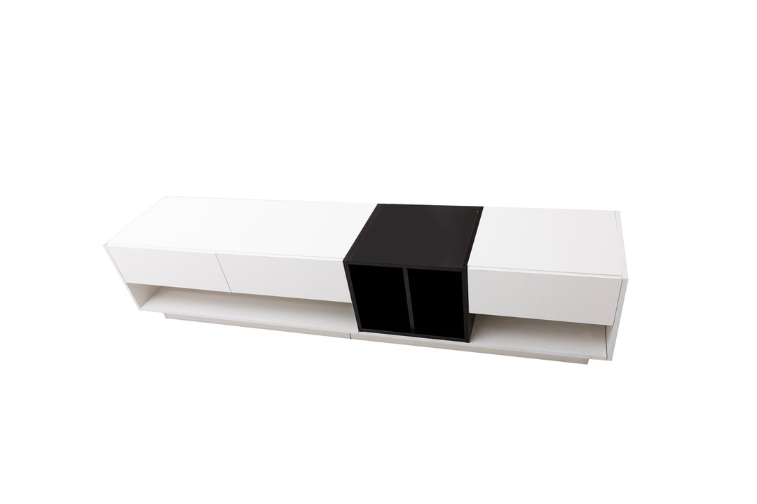 High-gloss white and black TV cabinet THRILGOD UK