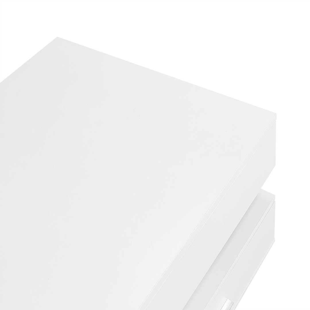 White lift-top coffee table with LED lighting and 2 drawers 100×50×44cm CYBERSPACE