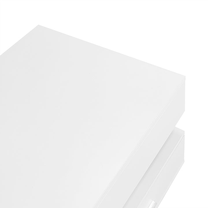 White lift-top coffee table with LED lighting and 2 drawers 100×50×44cm CYBERSPACE