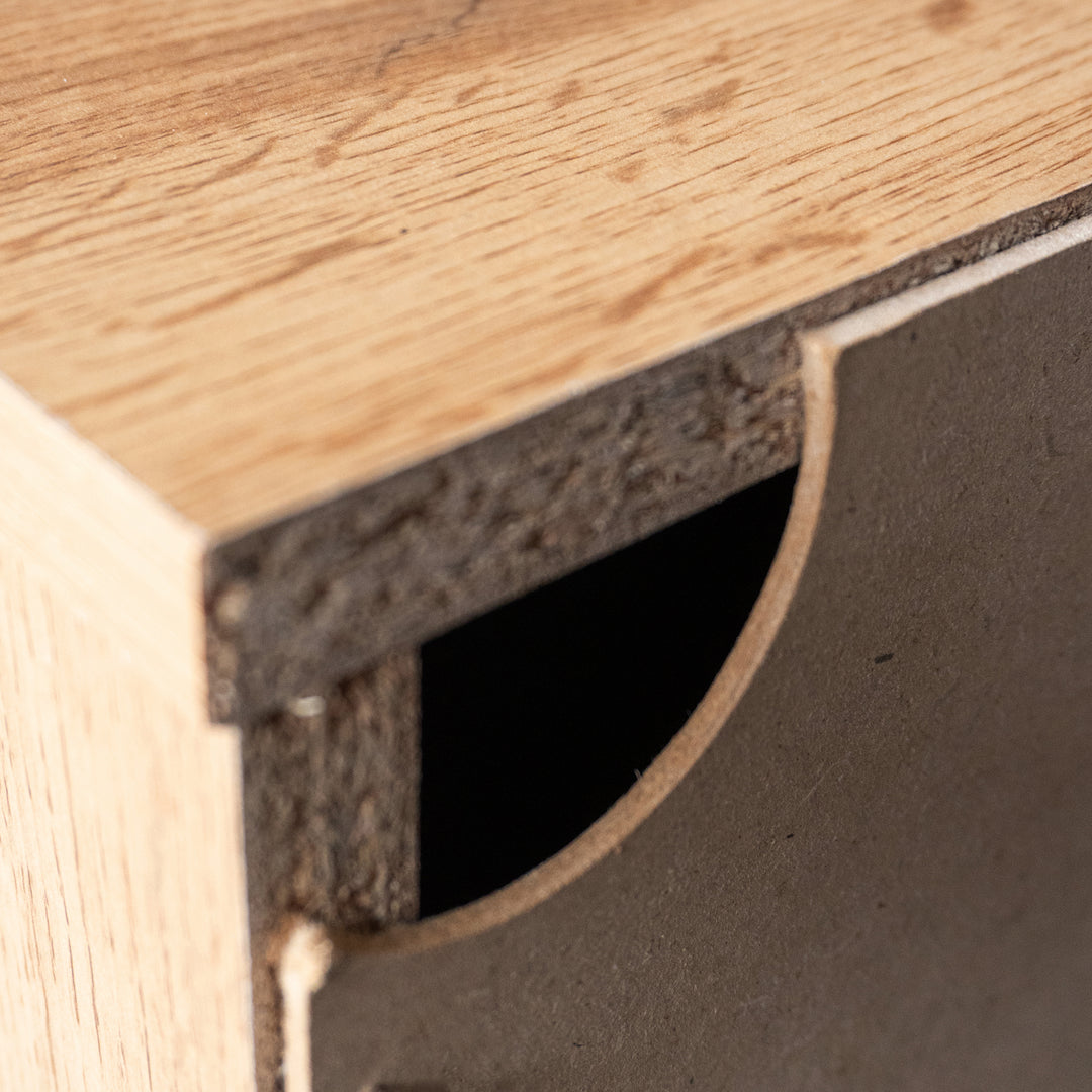 Vintage shoe cabinet textured oak look 3D with adjustable shelves 80×35×110cm FLAGELLUM