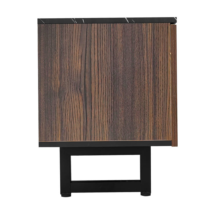 Vintage TV stand with black marble look & LED lighting MIRAGEOOZE