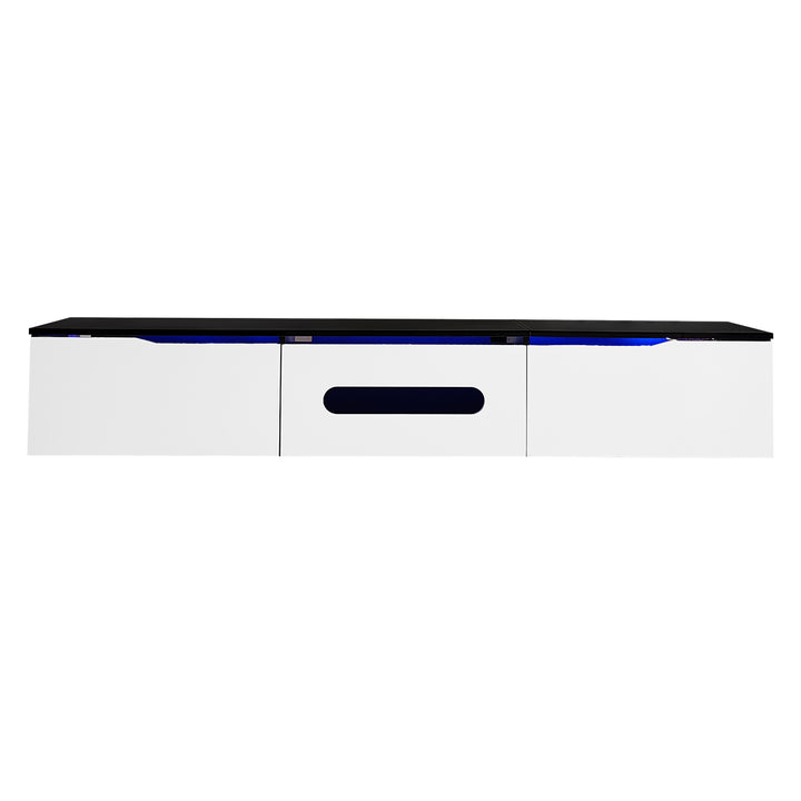 Black and white high gloss suspended TV Stand with LED lighting 180cm AMENSAL