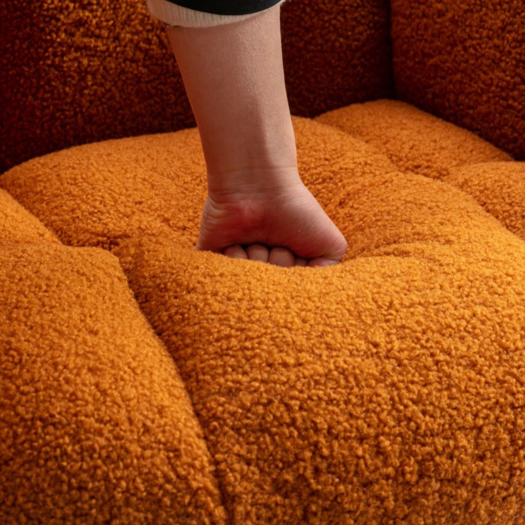 Orange teddy fabric upholstered rocking chair THROKUTS TEDDY CARAMEL UK