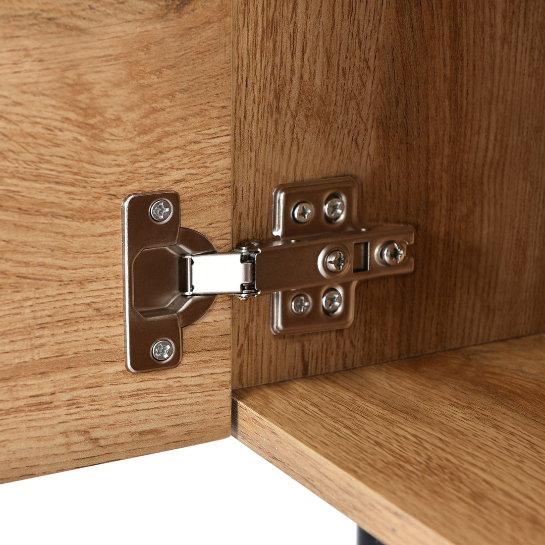 Wooden TV stand 3 doors with adjustable LED lighting NORWYN