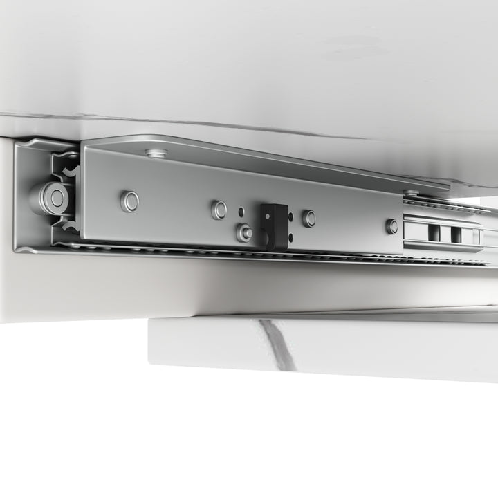 White marble-look extendable dining table cross legs design 118–157cm ASCENDIS