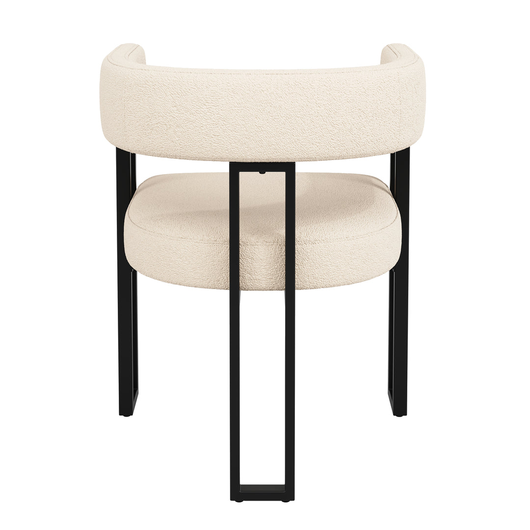 Set of 2 beige fabric dining chairs with curved ergonomic backrest and metal legs THISTLEDOWN