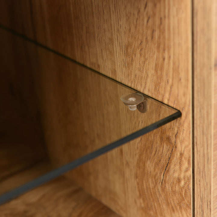 Wooden TV stand 3 doors with adjustable LED lighting NORWYN