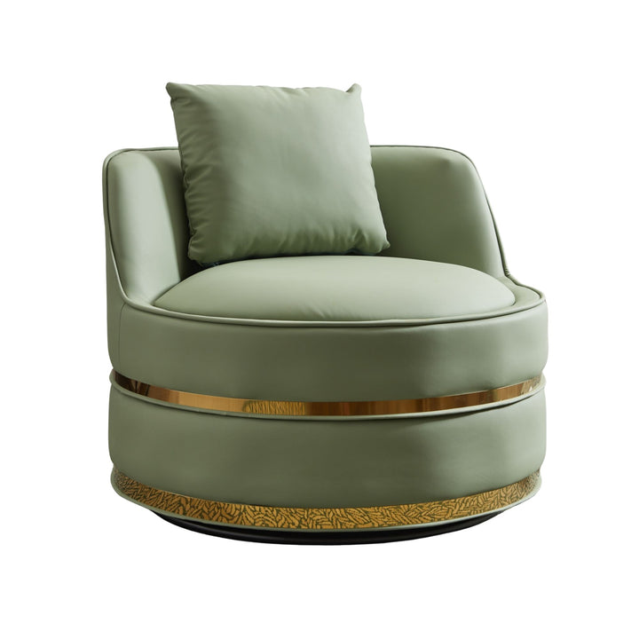 360° Swivel Barrel Chair Green PU Leather Accent Chair 78cm TRUNKGLASS