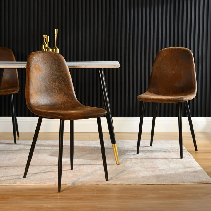 Set of 4 Scandinavian vintage dining room chairs CHARLTON SUEDE BROWN S FRXZ UKFR