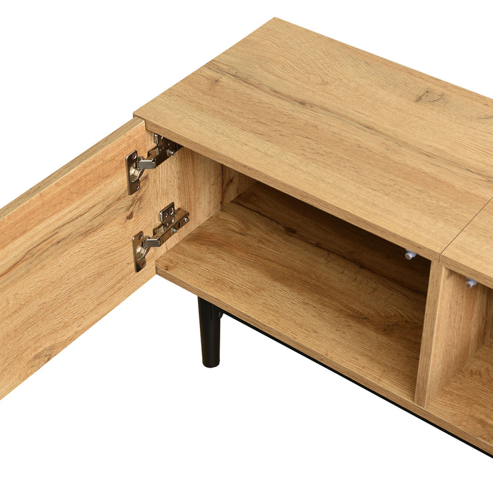 Wooden TV stand 3 doors with adjustable LED lighting NORWYN