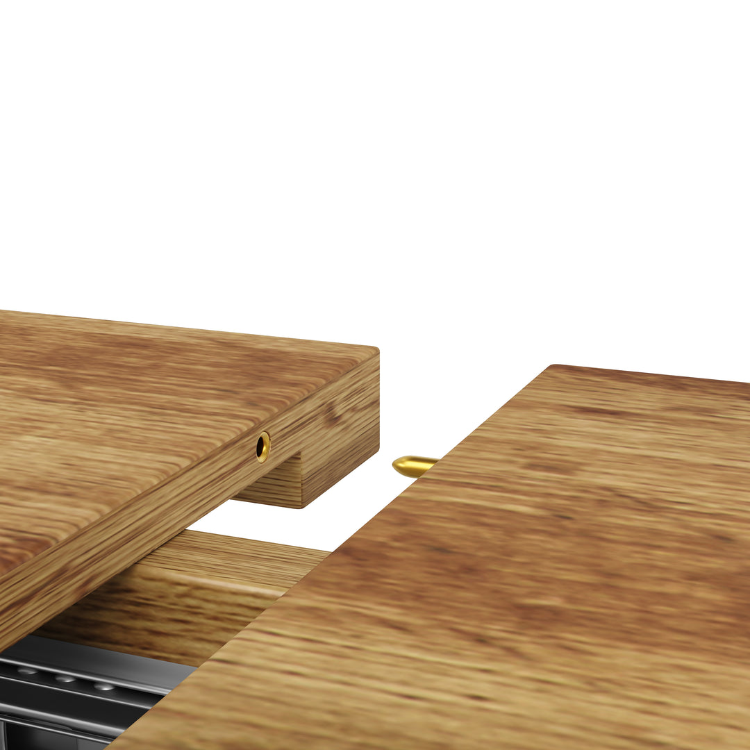 Extendable walnut-look dining table (120-160cm) with star-shaped metal legs SILKROUTE