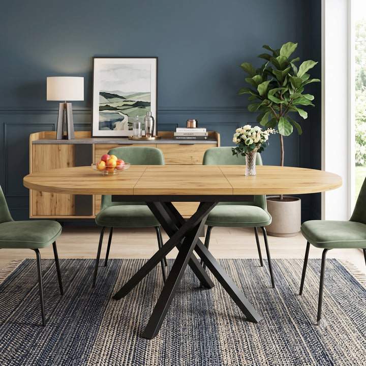 Wooden extendable round to oval dining table 100-140cm CONSOLEMAX