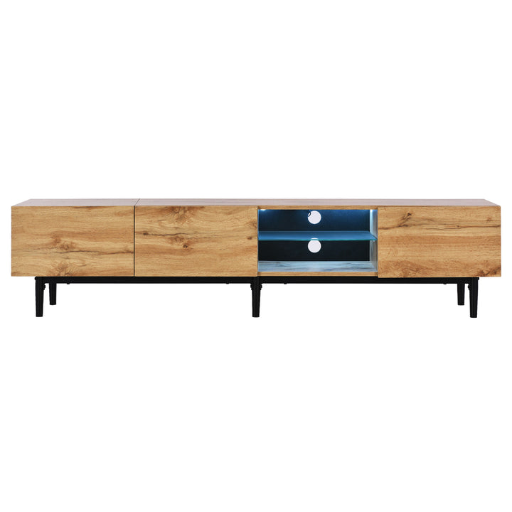 Wooden TV stand 3 doors with adjustable LED lighting NORWYN