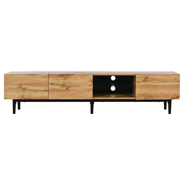 Wooden TV stand 3 doors with adjustable LED lighting NORWYN