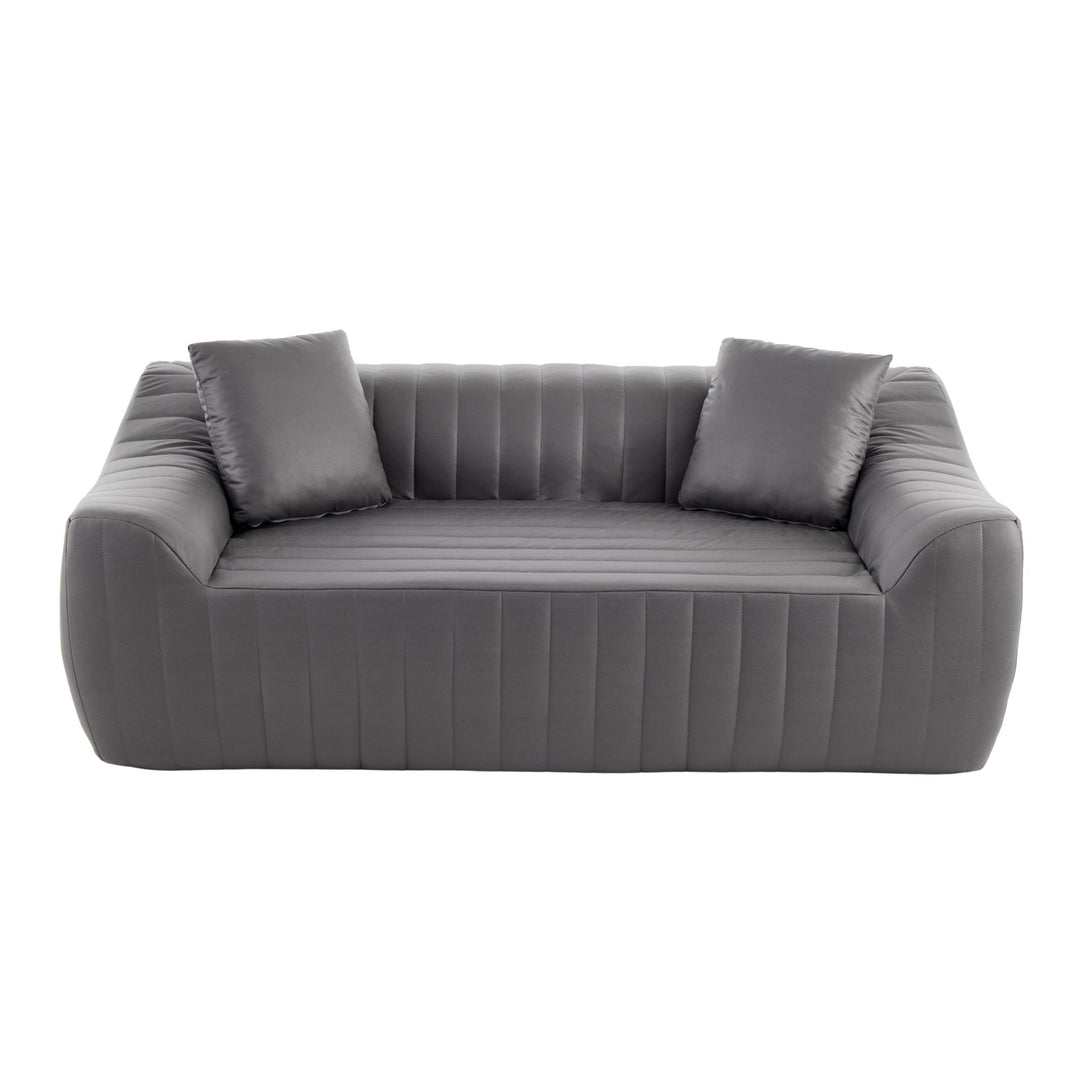 2-Seater Sofa in Grey Tech Cloth with 2 Cushions 185cm WICKERRUG