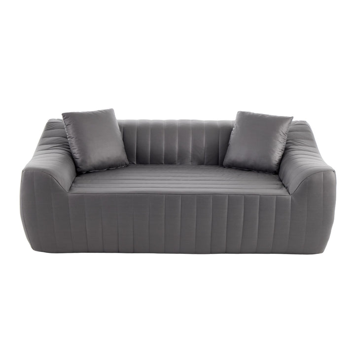 2-Seater Sofa in Grey Tech Cloth with 2 Cushions 185cm WICKERRUG