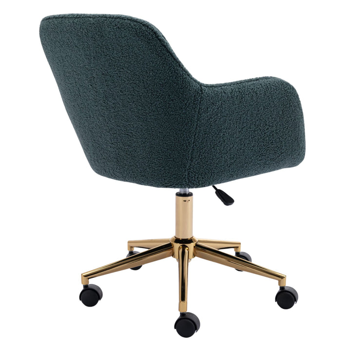 Grey teddy blue velvet office chair with armrests swivel wheel gold base TORQIL BLUE UK