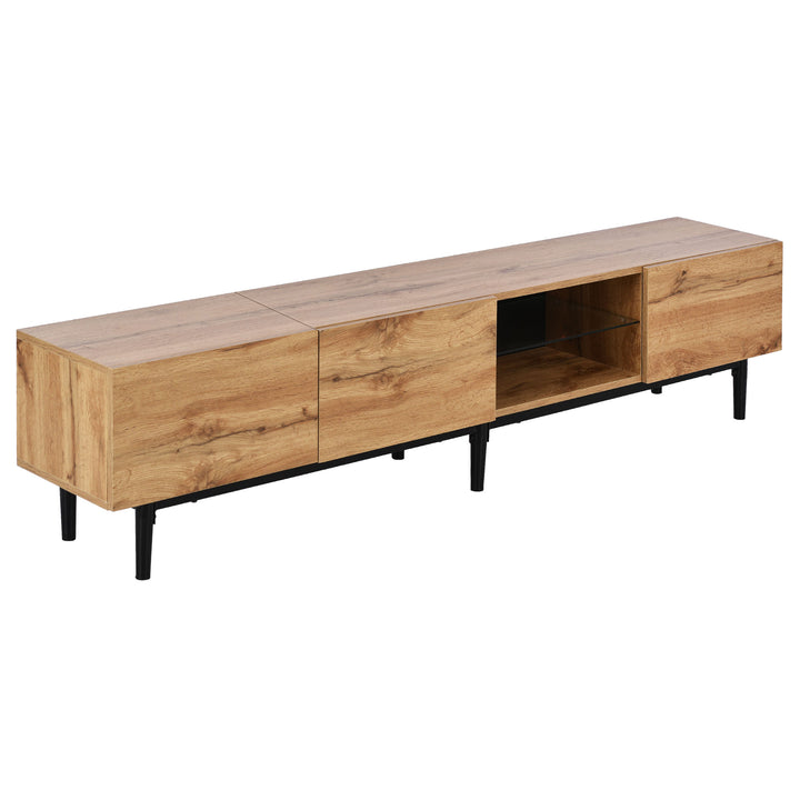 Wooden TV stand 3 doors with adjustable LED lighting NORWYN
