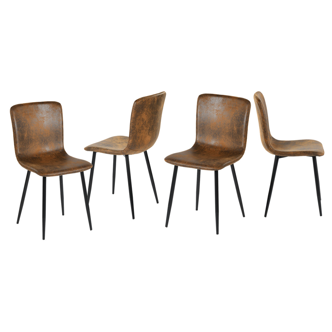 Set of 4 vintage brown suede dining chairs black legs SCARGILL SUEDE NL 4PCS