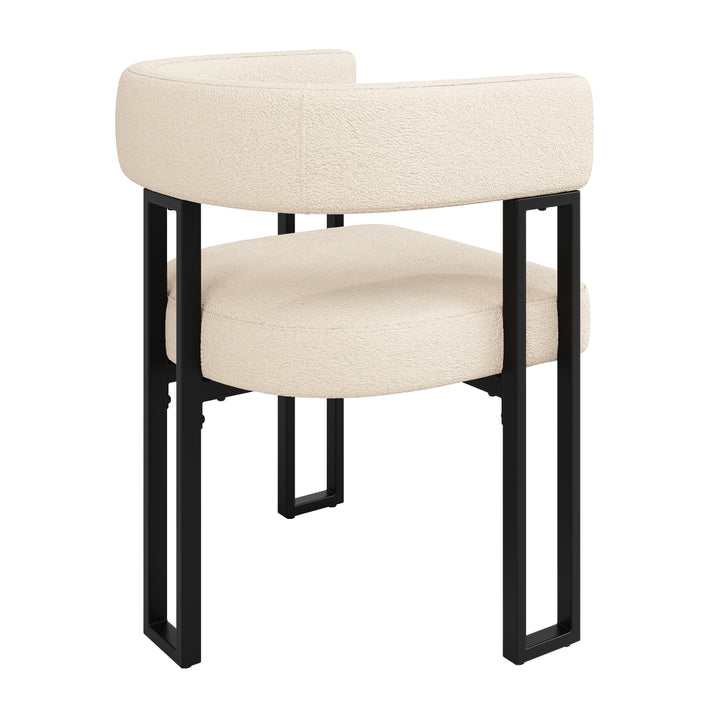 Set of 2 beige fabric dining chairs with curved ergonomic backrest and metal legs THISTLEDOWN