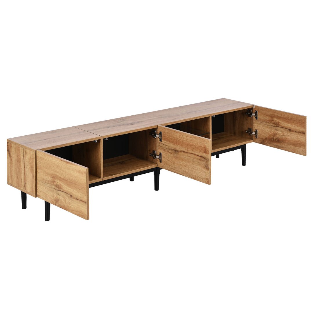 Wooden TV stand 3 doors with adjustable LED lighting NORWYN