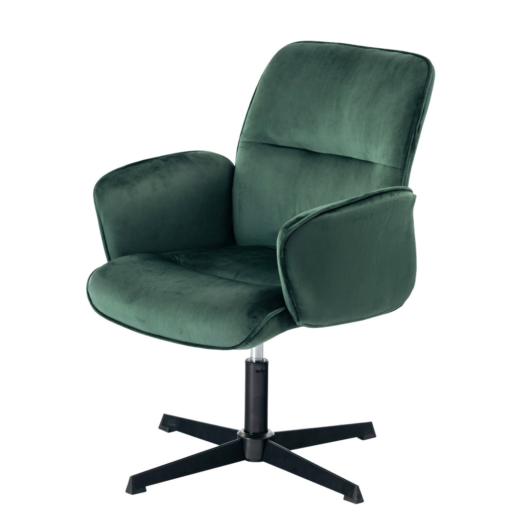 Modern velvet green swivel office chair with armrest height adjustable THOMASINA RELAX VELVET GREEN