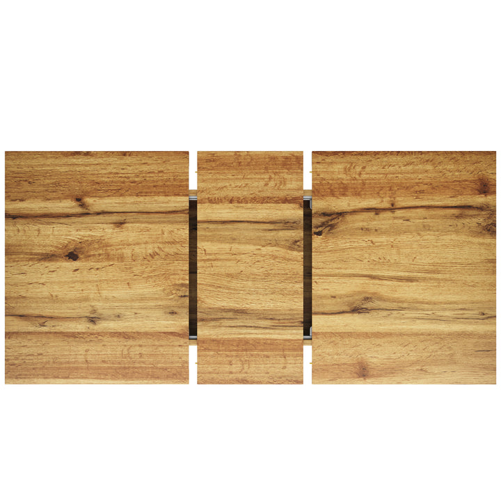 Extendable walnut-look dining table (120-160cm) with star-shaped metal legs SILKROUTE