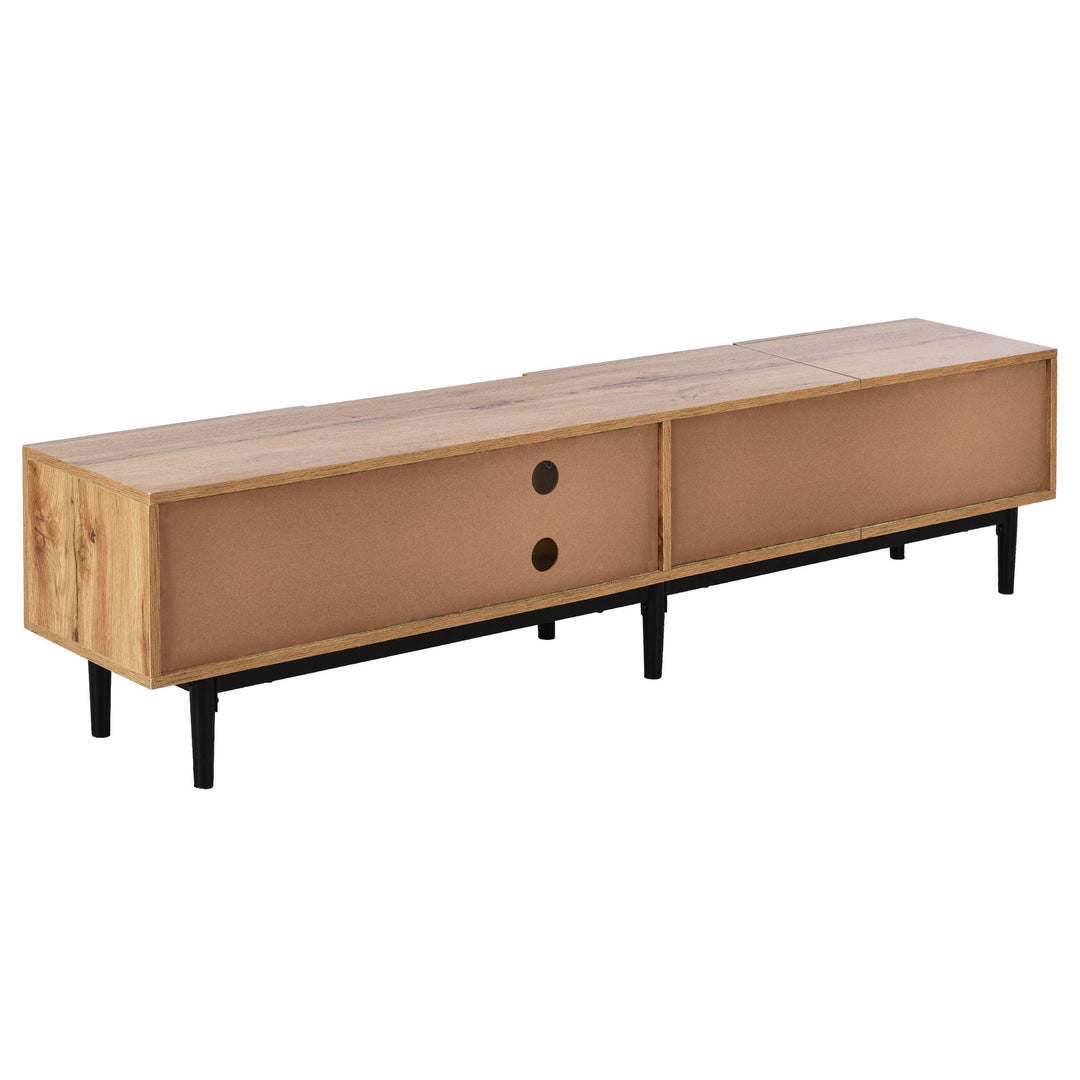 Wooden TV stand 3 doors with adjustable LED lighting NORWYN
