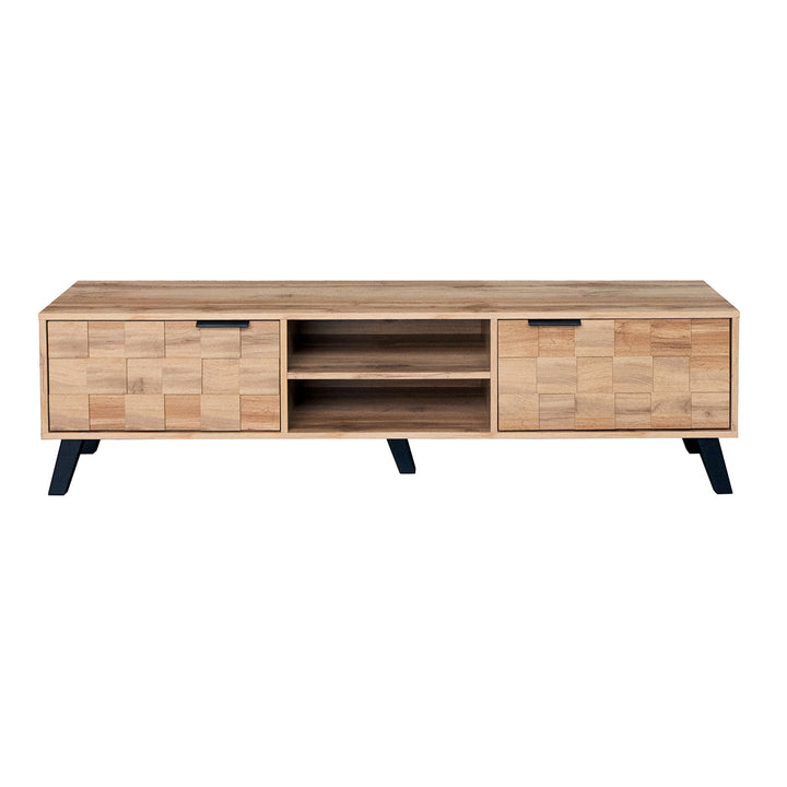 Set of 3 modern sideboard TV stand and shoe cabinet with geometric wood texture black legs DECOMPOS+FLAGELLUM+LYSOGEN