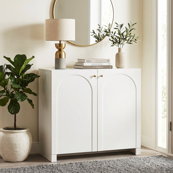Modern white sideboard with 2 doors 80x40x80cm ELEGANT STOOL