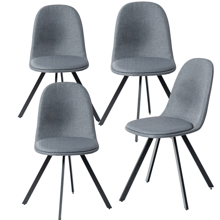 Set of 4 grey swivel black painted radial leg dining chair SUNFLOWER SLUBBED GREY 4PCS