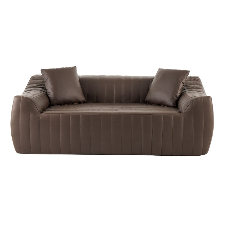 2-Seater Sofa in Brown Tech Cloth with 2 Cushions 185cm WICKERSIDEBOARD
