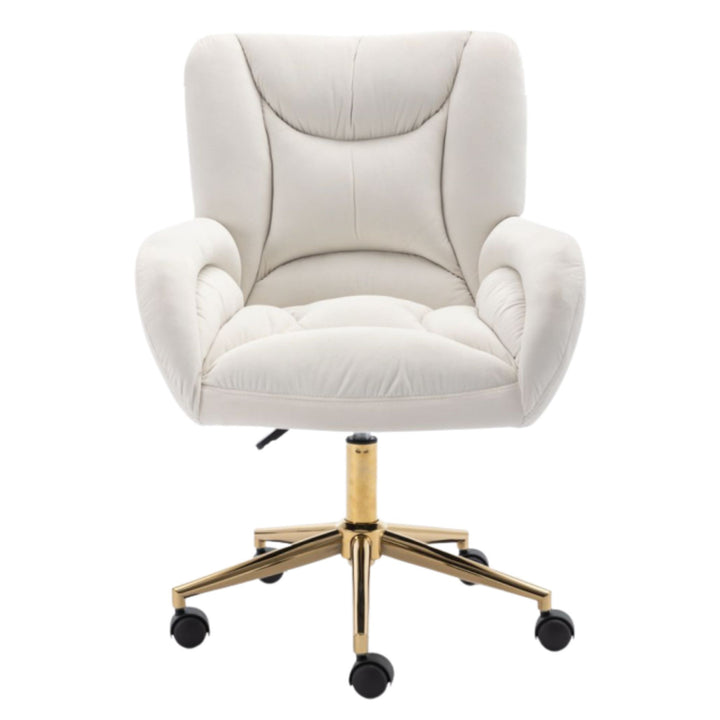 White ivory 360° swivel velvet high back office chair SHAHMIS IVORY UK