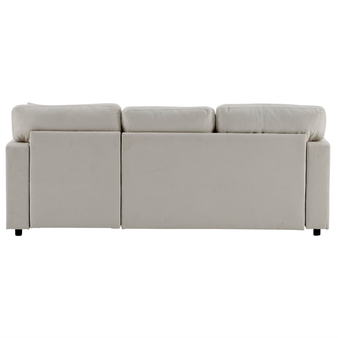 Beige 3-seater corner sofa bed with side shelf and USB ports ANTCOLONY UK
