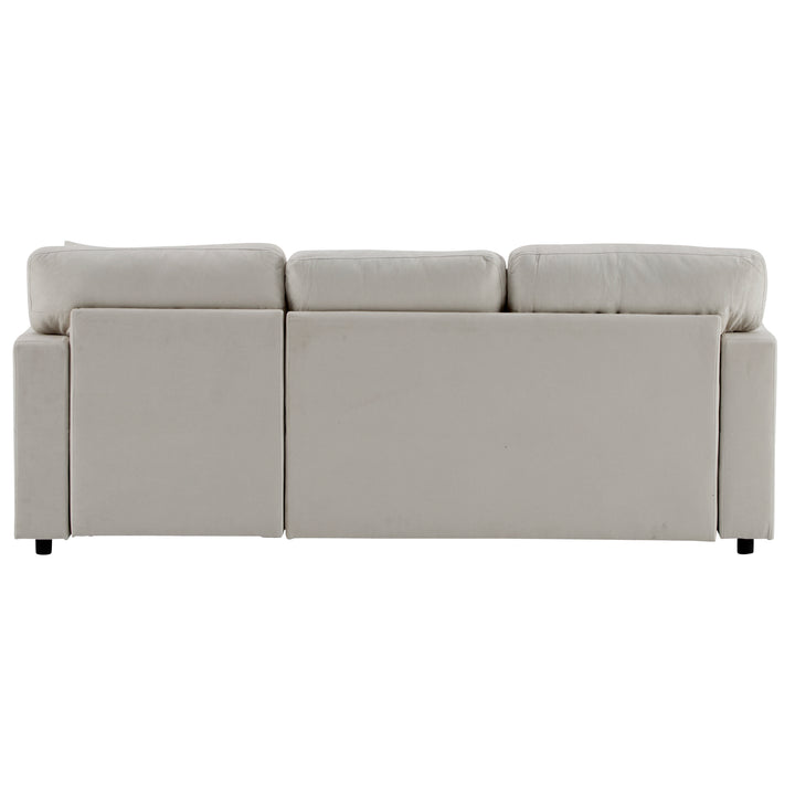 Beige 3-seater corner sofa bed with side shelf and USB ports ANTCOLONY UK