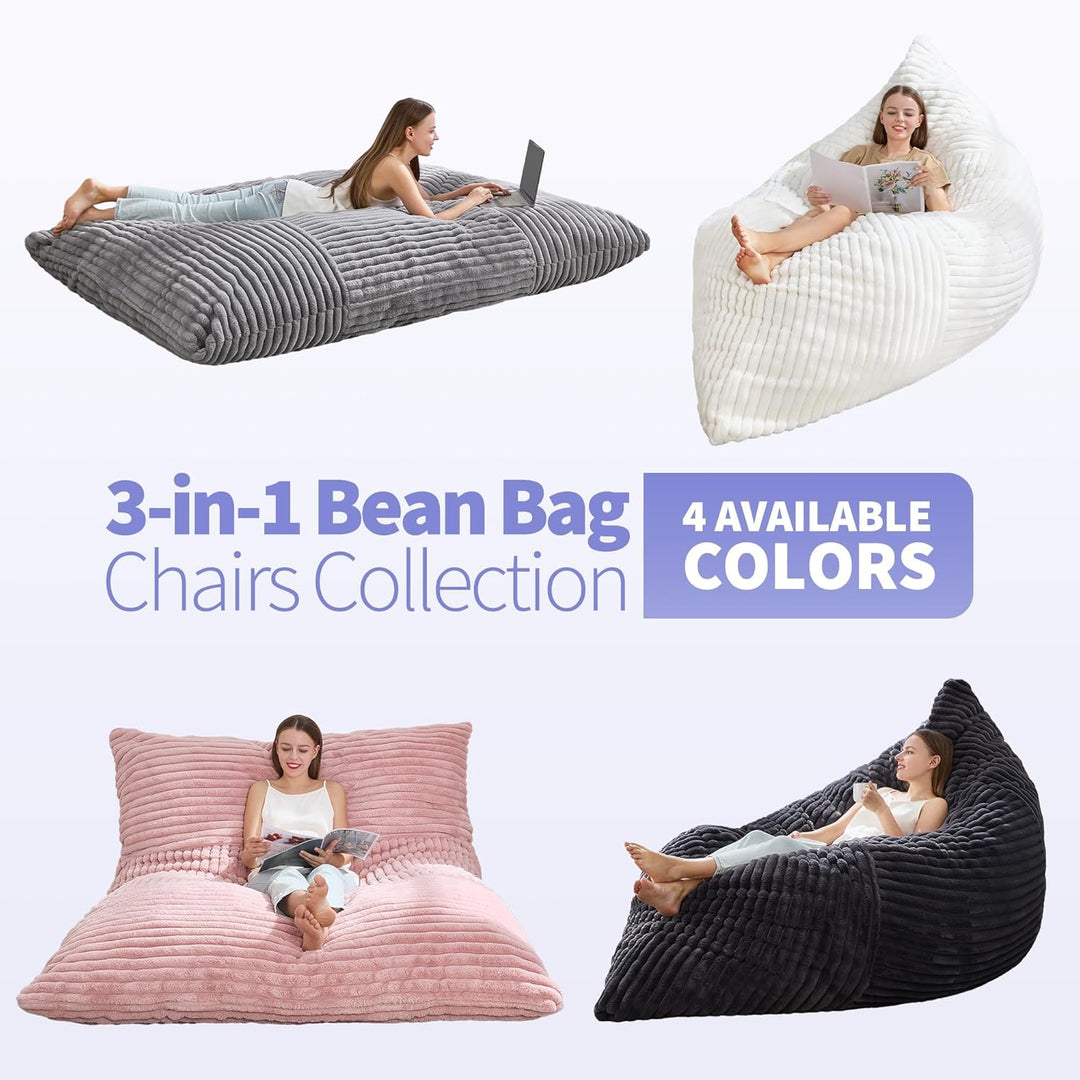 Convertible light grey corduroy 3-in-1 foldable sofa bed lounge chair KRAFTIN