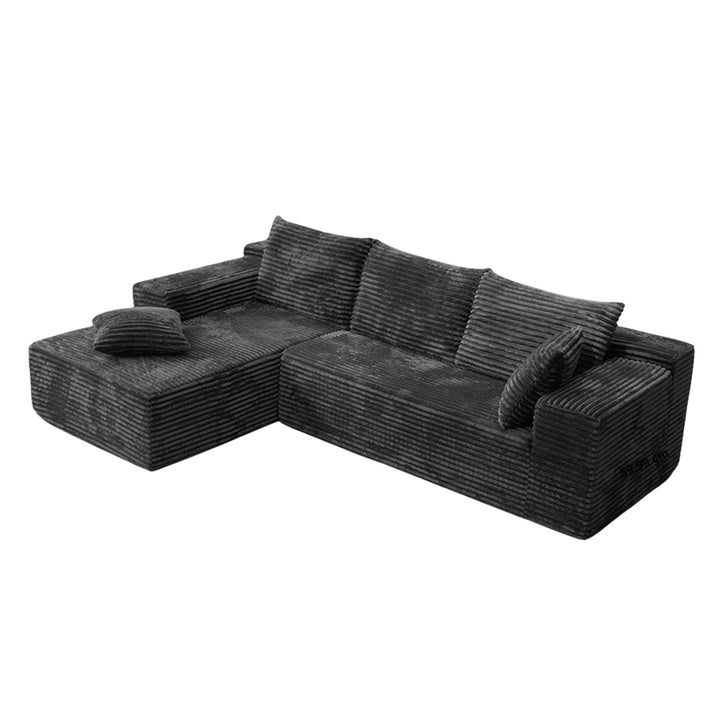 Modular L-Shaped Sectional Sofa Dark Grey Corduroy Couch with Deep Seat 237cm ARROWNIGHTSTAND