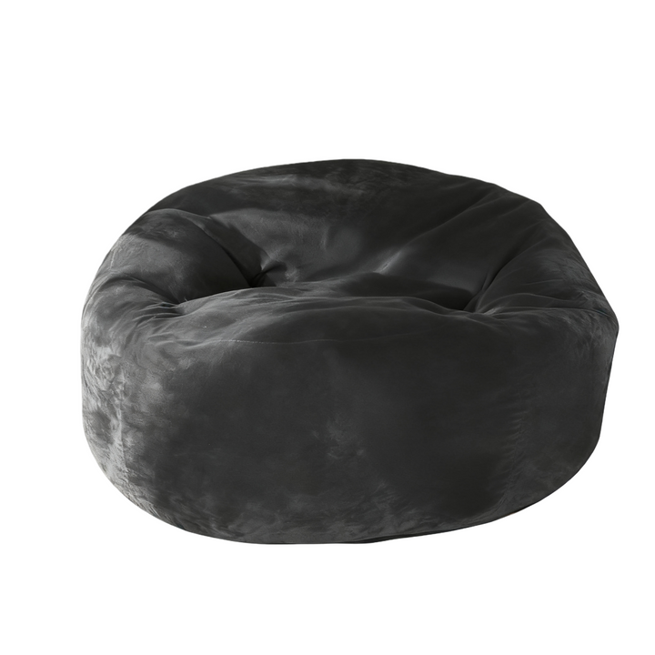 Giant dark grey round bean bag sofa with soft plush cover 150cm MYSTERAR