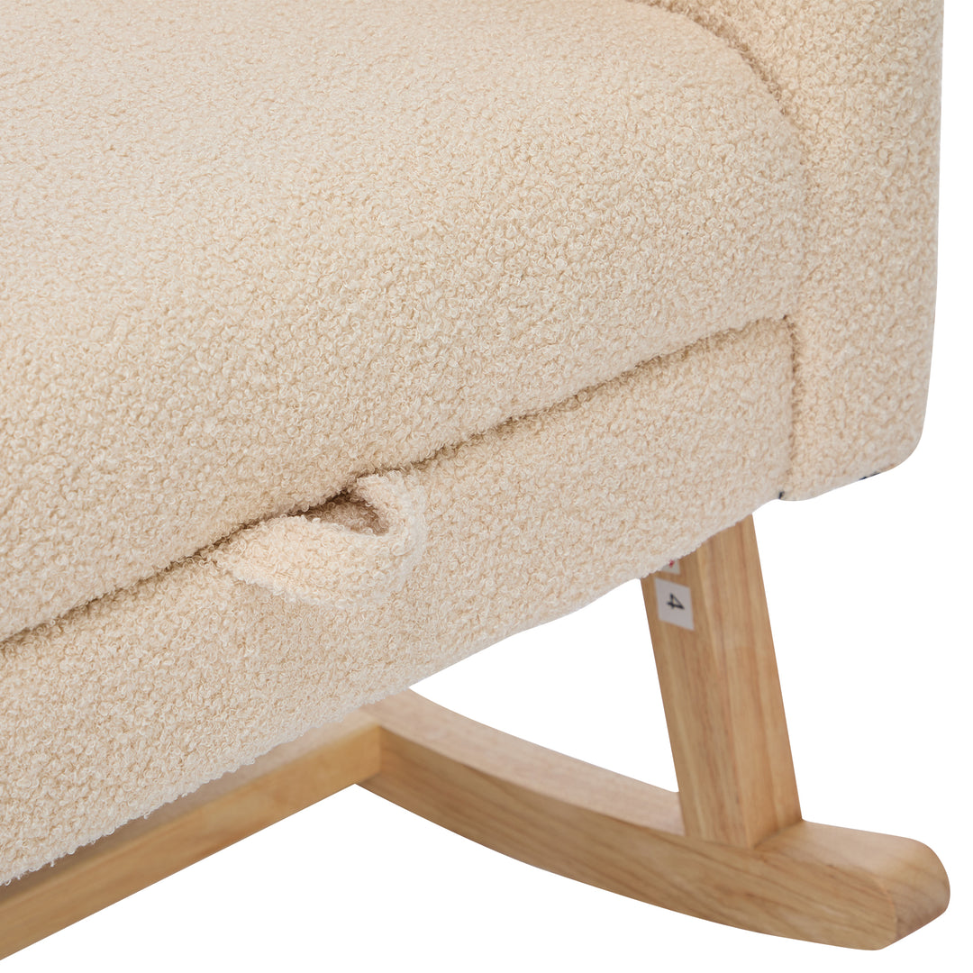 Beige teddy nursery rocking chair with adjustable footrest COMETLOAM