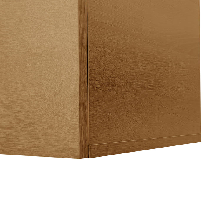 Black wooden finish TV cabinet with glass shelves and LED lighting KNEEJOINT