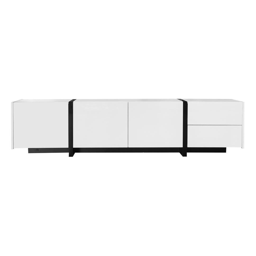 High gloss black &amp; white TV cabinet with LED and versatile storage BLADE