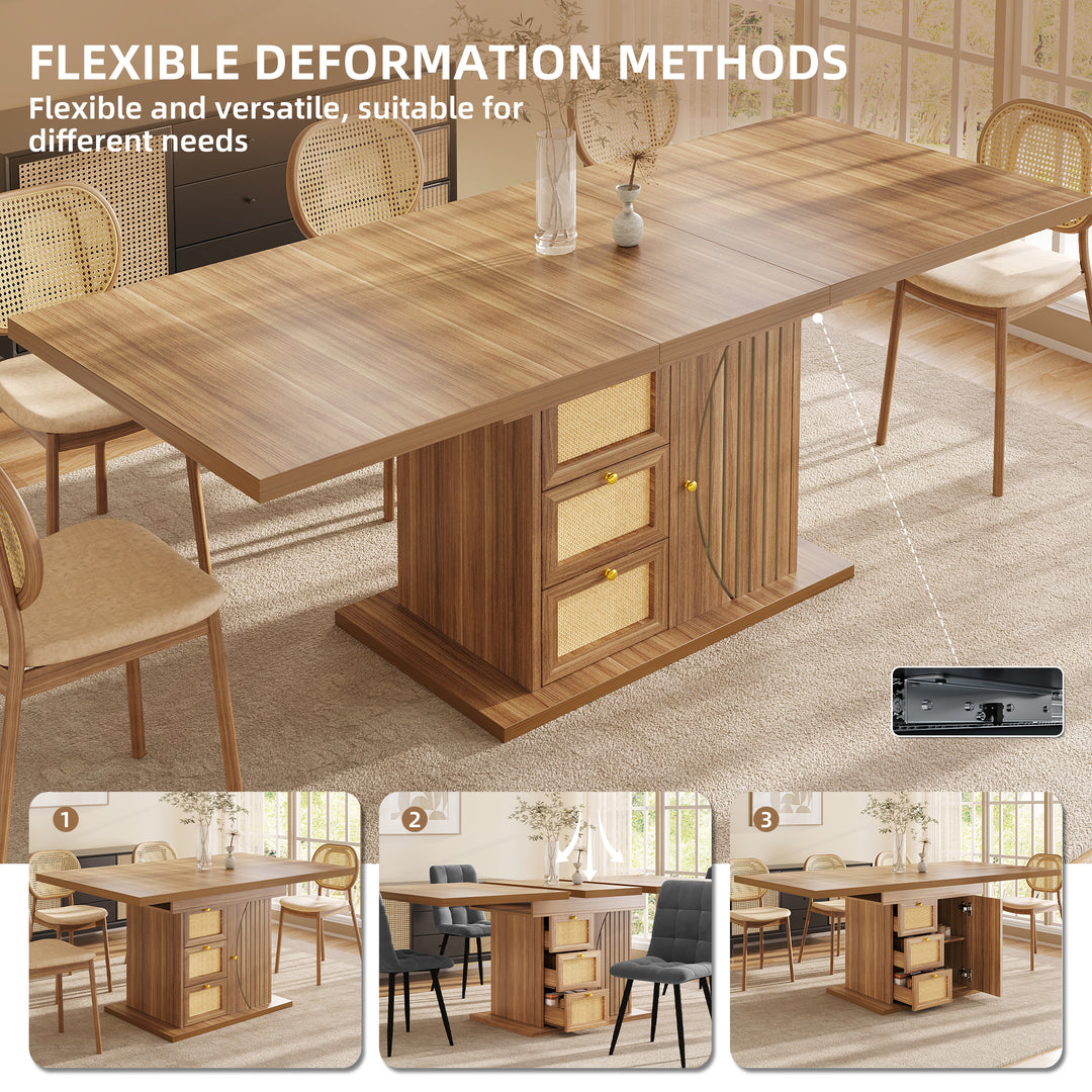 Wooden Extendable Dining Table with 3 Drawers and Cupboard 110–140cm ARROWWARDROBE