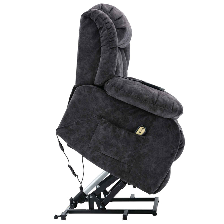 00+Power Massage Lift Recliner Chair for Elderly, Grey Fabric, Heat & Vibration NOVANYX