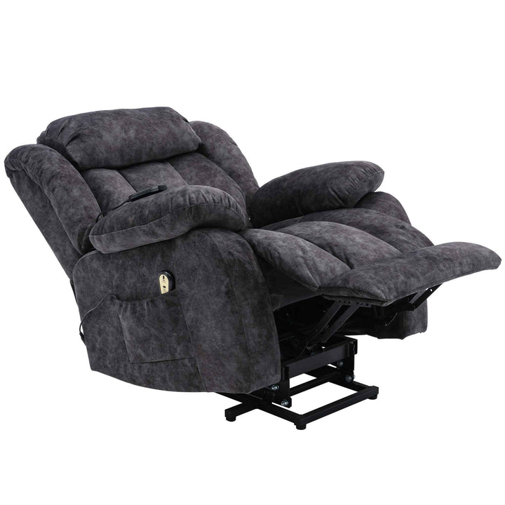 00+Power Massage Lift Recliner Chair for Elderly, Grey Fabric, Heat & Vibration NOVANYX