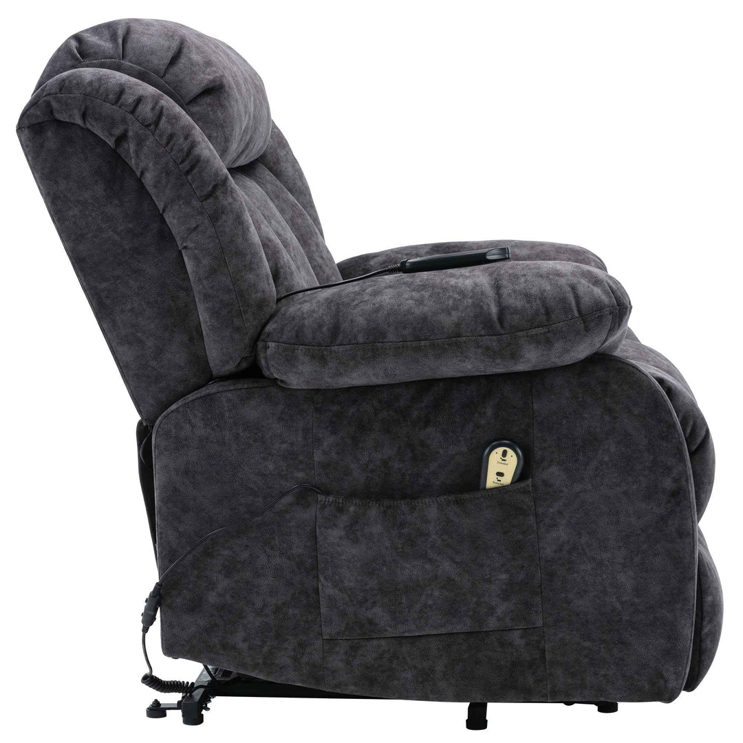 00+Power Massage Lift Recliner Chair for Elderly, Grey Fabric, Heat & Vibration NOVANYX