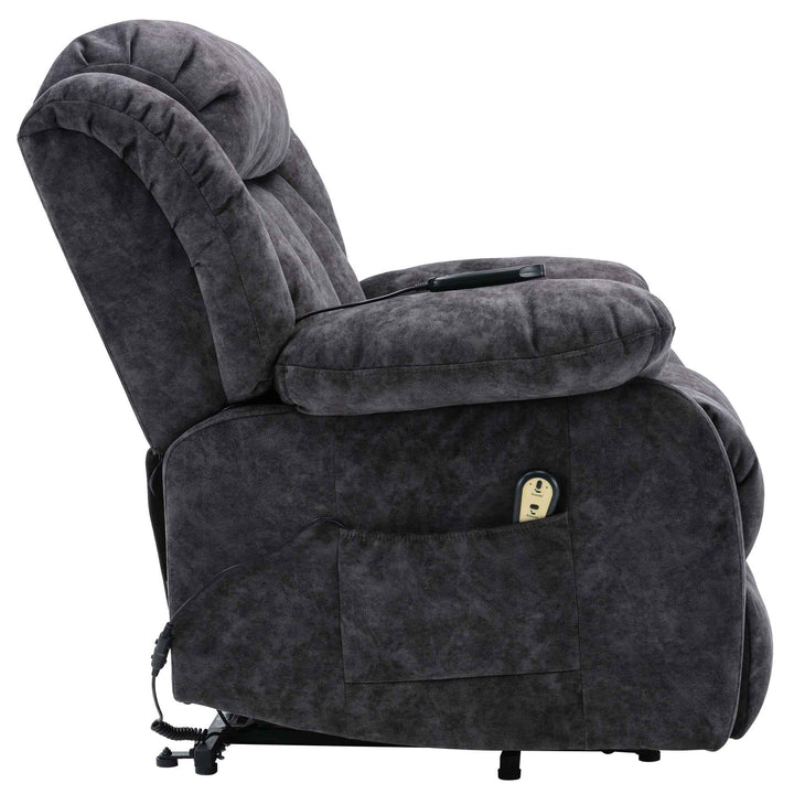 00+Power Massage Lift Recliner Chair for Elderly, Grey Fabric, Heat & Vibration NOVANYX