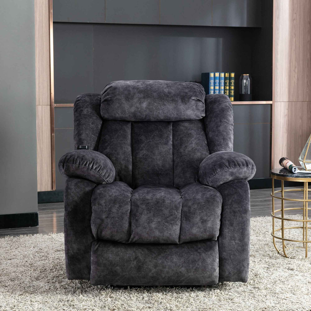 00+Power Massage Lift Recliner Chair for Elderly, Grey Fabric, Heat & Vibration NOVANYX