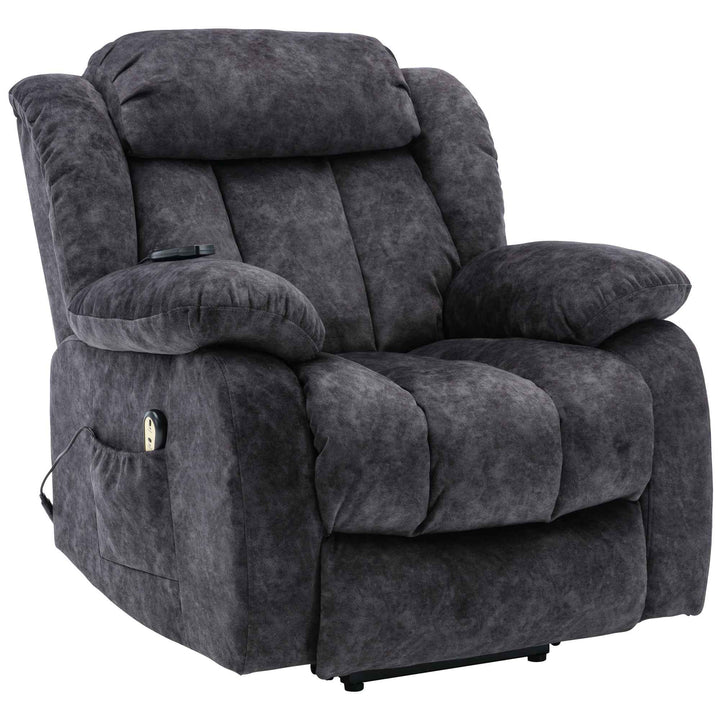 00+Power Massage Lift Recliner Chair for Elderly, Grey Fabric, Heat & Vibration NOVANYX